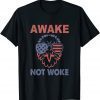 Awake Not Woke Free Speech Anti Conservative Eagle USA Flag Limited Shirt
