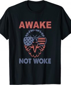 Awake Not Woke Free Speech Anti Conservative Eagle USA Flag Limited Shirt