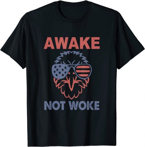 Awake Not Woke Free Speech Anti Conservative Eagle USA Flag Limited Shirt