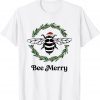 Bee Merry Christmas wreath bee Funny Xmas Santa Bumble Bee Limited Shirt
