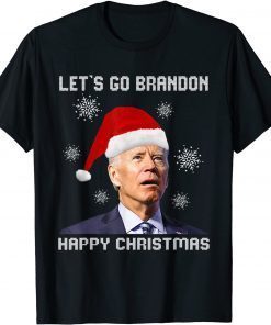 Biden Santa Happy Christmas Lets Go Branson Brandon X-mas T-Shirt