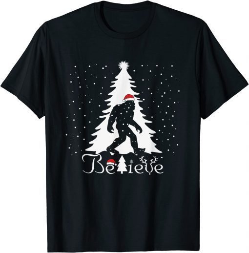 Bigfoot Sasquatch Yeti Believe santa hat Christmas Pajamas 2022 Shirt