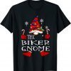 Biker Gnome Red Plaid Matching Family Christmas Pajama Gift Shirt
