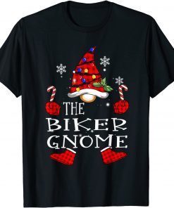 Biker Gnome Red Plaid Matching Family Christmas Pajama Gift Shirt