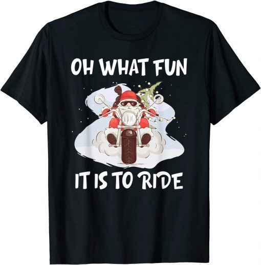 Biker Santa Motorcycle Fan Merry Christmas Xmas Holidays Gift Shirt