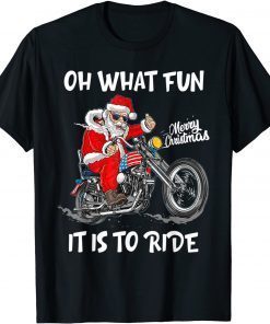 Biker Santa Motorcycle Fan Merry Christmas Xmas Classic Shirt