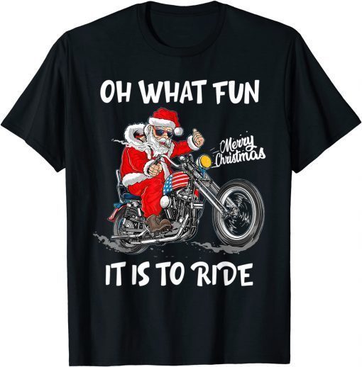 Biker Santa Motorcycle Fan Merry Christmas Xmas Classic Shirt