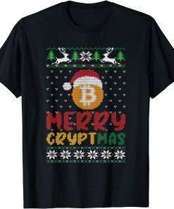 Bitcoin Blockchain Santa Hat Christmas Ugly Sweater Classic T-Shirt