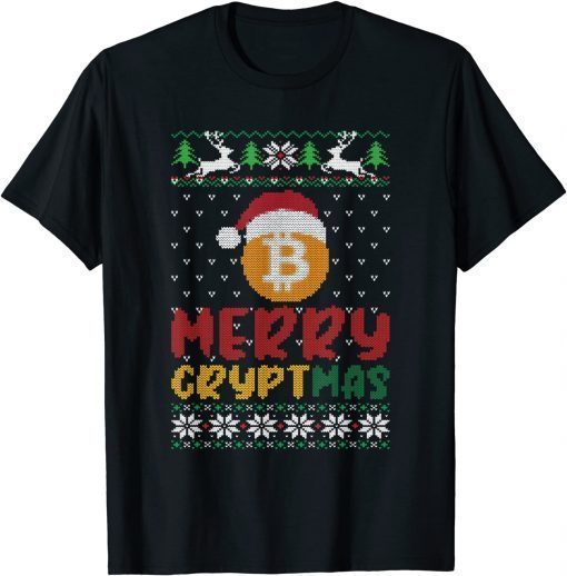 Bitcoin Blockchain Santa Hat Christmas Ugly Sweater Classic T-Shirt