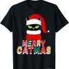 Black Cat Christmas Santa Hat T-Shirt