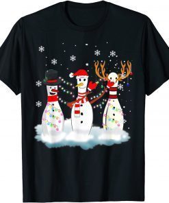 Bowling Christmas Pajama Lights Reindeer Santa Unisex Shirt