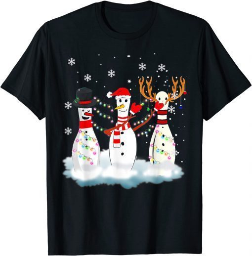 Bowling Christmas Pajama Lights Reindeer Santa Unisex Shirt