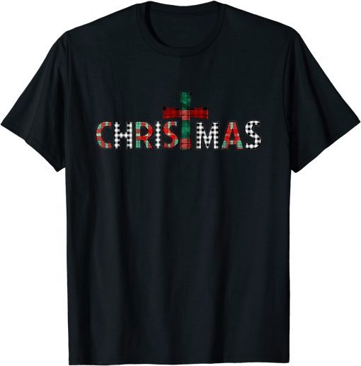 Buffalo Plaid Christmas God Jesus Cross Christian Xmas Classic Shirt