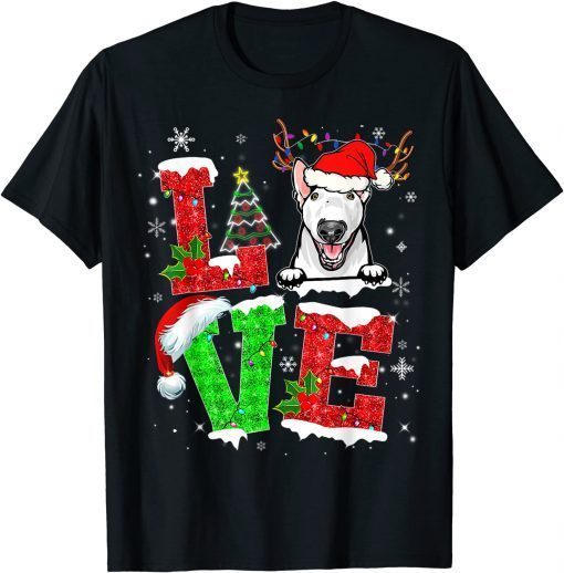 Bull Terrier Dog Tree Christmas Lights Xmas Pajama Classic Shirt