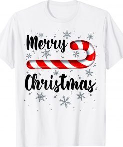 Candy Cane Merry Christmas Red and White Candy Snowflakes Limited Shirt