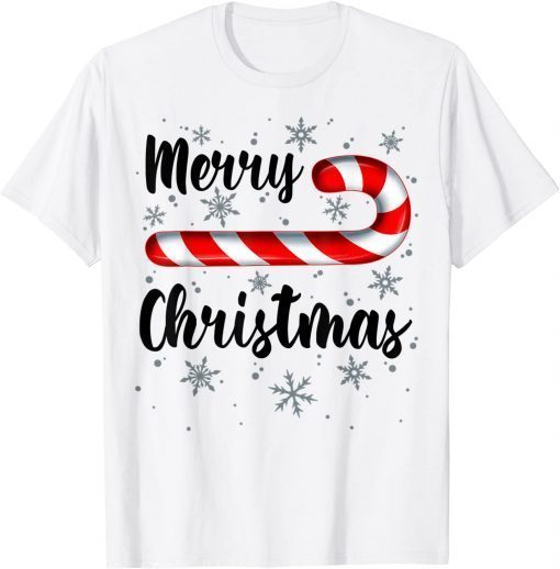 Candy Cane Merry Christmas Red and White Candy Snowflakes Limited Shirt