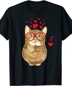 Cat Sunglasses Heart Cute Kitten Valentine T-Shirt