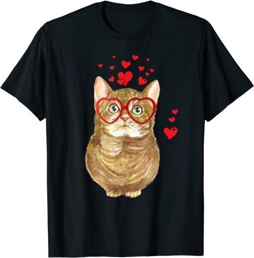 Cat Sunglasses Heart Cute Kitten Valentine T-Shirt