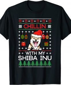 Chillin With My Shiba Inu Santa Ugly Christmas Classic Shirt