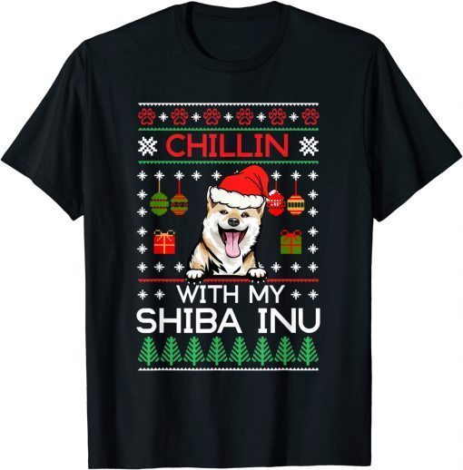 Chillin With My Shiba Inu Santa Ugly Christmas Classic Shirt