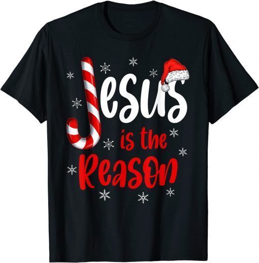 Christian Jesus Is The Reason Candy Cane Religious Christmas Gift Shirt