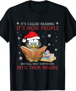 Christmas Bird with Santa Hat It's Called Reading T-Shirt