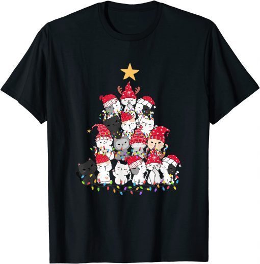 Christmas Cat Christmas Tree Cool Cat Lover Cute Gift T-Shirt