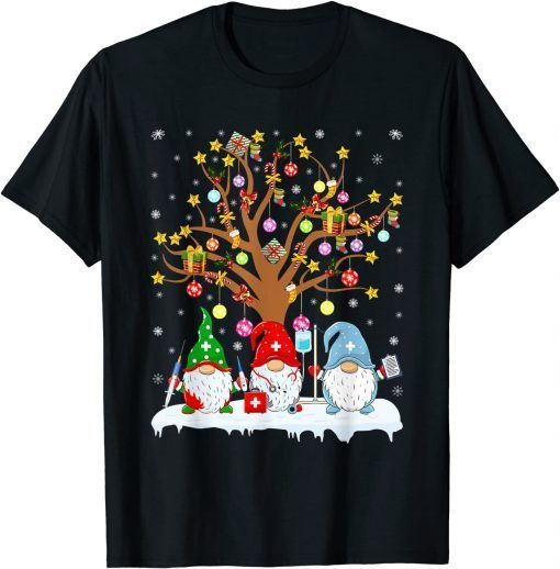 Christmas Element Tree With Gnome Nurse Christmas Gift T-Shirt