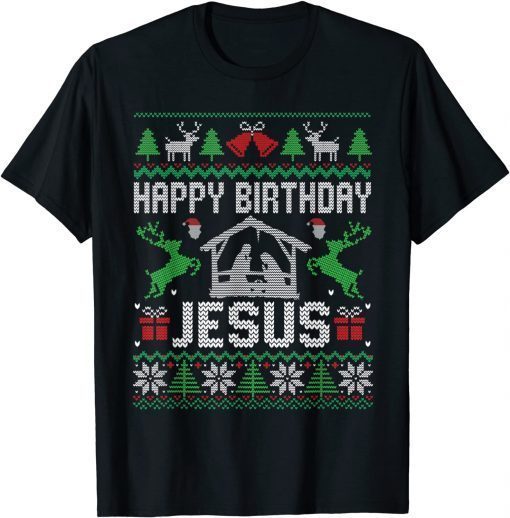 Christmas Happy Birthday Jesus Holiday Ugly Sweater Unisex T-Shirt