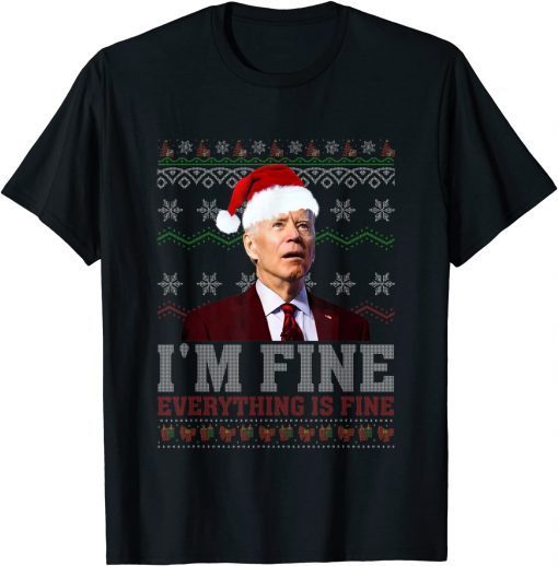 Christmas Lights I'm Fine Everything Santa Joe Biden Gift Shirt