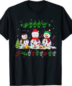 Christmas Lights Merry Christmas Snowman ASL Sign Language Classic Shirt