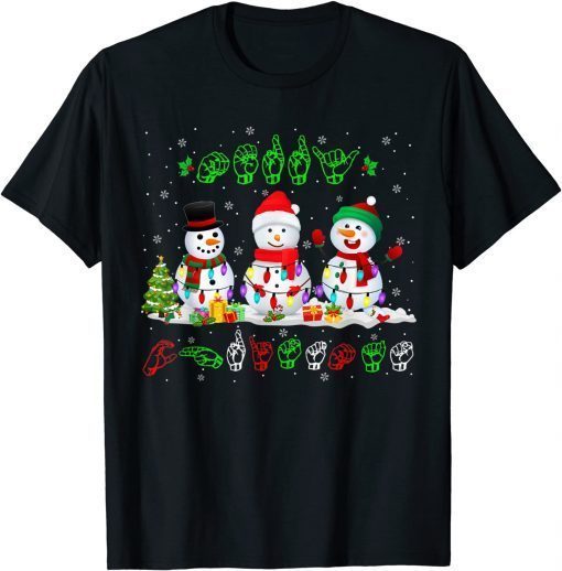 Christmas Lights Merry Christmas Snowman ASL Sign Language Classic Shirt