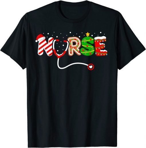 Christmas Nurse Santa Elf RN NICU ER Nursing Squad T-Shirt