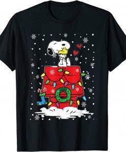 Christmas with Santa dog and bird Unisex Shirt