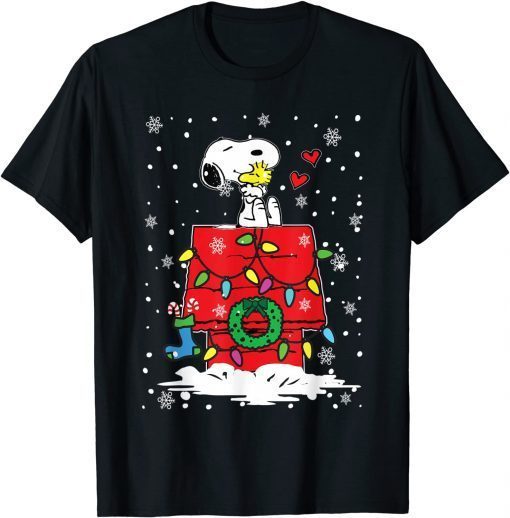 Christmas with Santa dog and bird Unisex Shirt