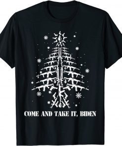 Come And Take It Biden Guns Christmas Tree Snowflakes Gift Shirt