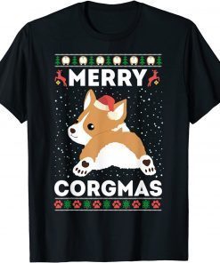 Corgi Ugly Christmas Sweater Style Merry Corgmas Santa Corgi Gift Shirt