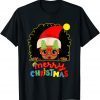 Cute Afro Black Girl Glasses Santa Melanin Merry Christmas Classic T-Shirt