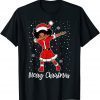Dabbing Santa Black African American Girl Christmas Pajama T-Shirt