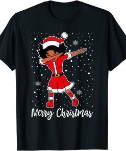 Dabbing Santa Black African American Girl Christmas Pajama T-Shirt