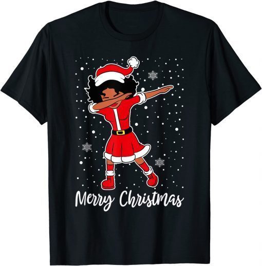 Dabbing Santa Black African American Girl Christmas Pajama T-Shirt