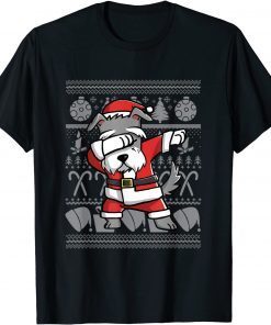 Dabbing Schnauzer Ugly Christmas Sweater Graphic T-Shirt