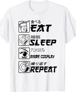 Eat Sleep Anime Repeat, Animegao Kigurumi Anime Girl Cosplay Gift Shirt