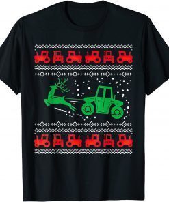 Farm Tractor Reindeer Fun Ugly Christmas Sweater Farmer Classic T-Shirt