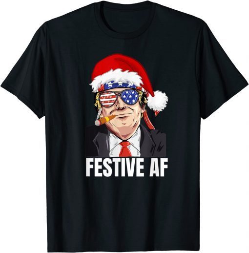 Festive Trump Drinking Christmas Pajama Dear Santa T-Shirt