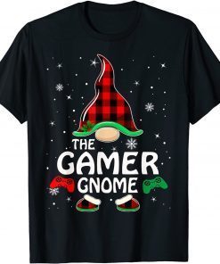 Gamer Gnome Buffalo Plaid Matching Family Christmas Pajama Gift T-Shirt