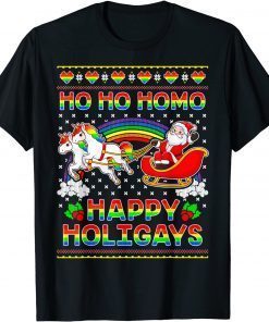 Gay Pride Santa Ho Ho Homo Happy Holigays Ugly Christmas Limited Shirt