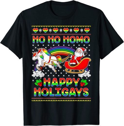 Gay Pride Santa Ho Ho Homo Happy Holigays Ugly Christmas Limited Shirt