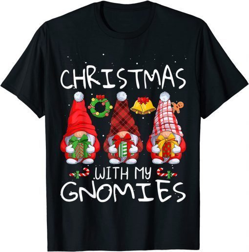 Hanging With My Gnomies Gnome Christmas Xmas Buffalo Plaid T-Shirt