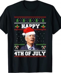 Happy 4th of July Biden Christmas Santa Hat Ugly Sweater Gift Shirt